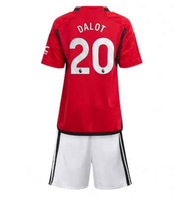 Manchester United Diogo Dalot #20 Primera Equipación Niños 2023-24 Manga Corta (+ Pantalones cortos)